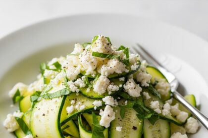Greek Zucchini Ribbon Salad with Feta and Fresh Herbs