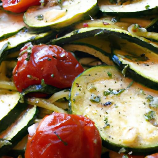 Budget-Friendly Roasted​ Garlic-Parmesan Zucchini & Tomatoes